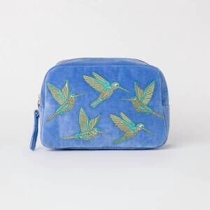 NEW ELIZABETH SCARLETT women's hummingbird cosmetics bag in blue